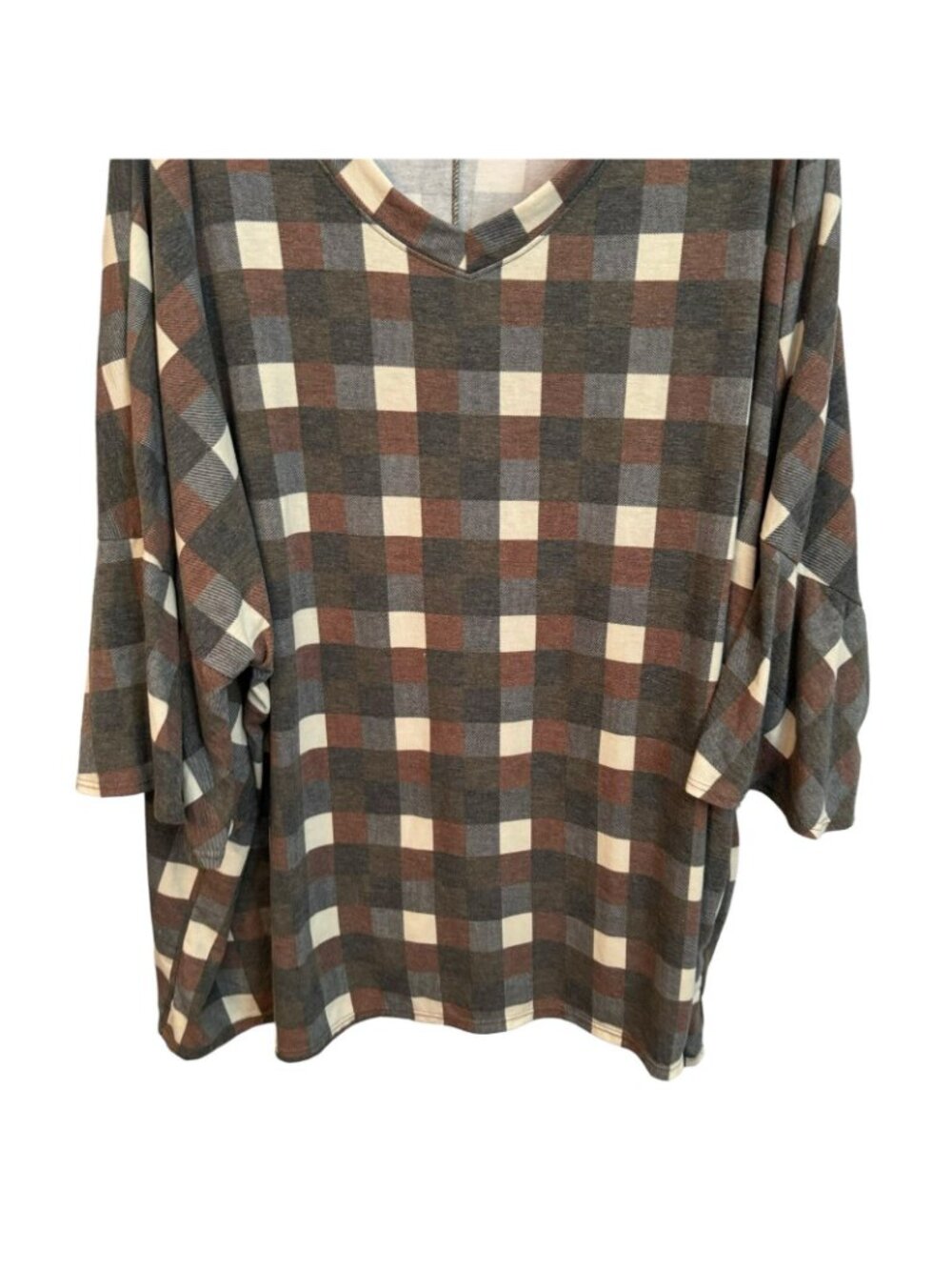 Crepas Blouse Size 2X/3X Gray Multi Sleeves 3/4 Women Top Blouse - Picture 2 of 12